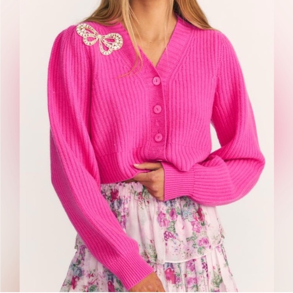 LoveShackFancy Sweaters - LoveShackFancy Pink Cardigan Sweater
